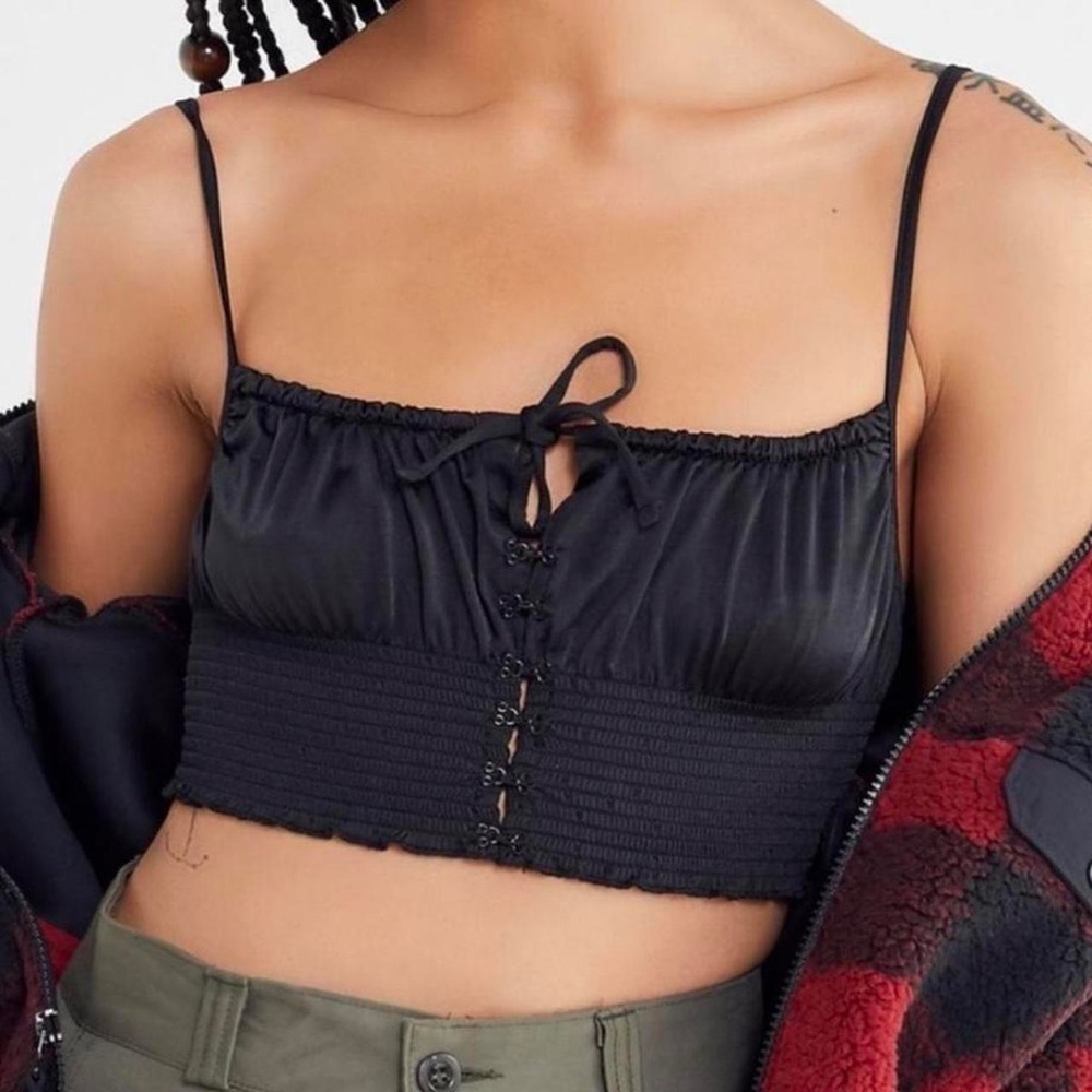 Urban Outfitters Out From Under Esmeralda Black Smocked Crop Top